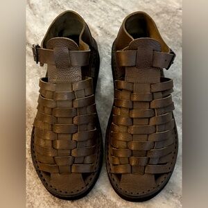 Fracap DO25 Sandals Huaraches Italian Leather Woven Olive Green Sandals 41 / 8